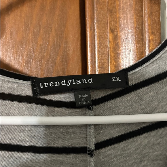 Gray and Black Striped Dress by Trendyland 2X maxi uneven hem. 21 in armpit - Picture 2 of 12